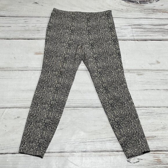 Free People Pants Printed Beige Black Side Zip Flat Front Small - Picture 4 of 13